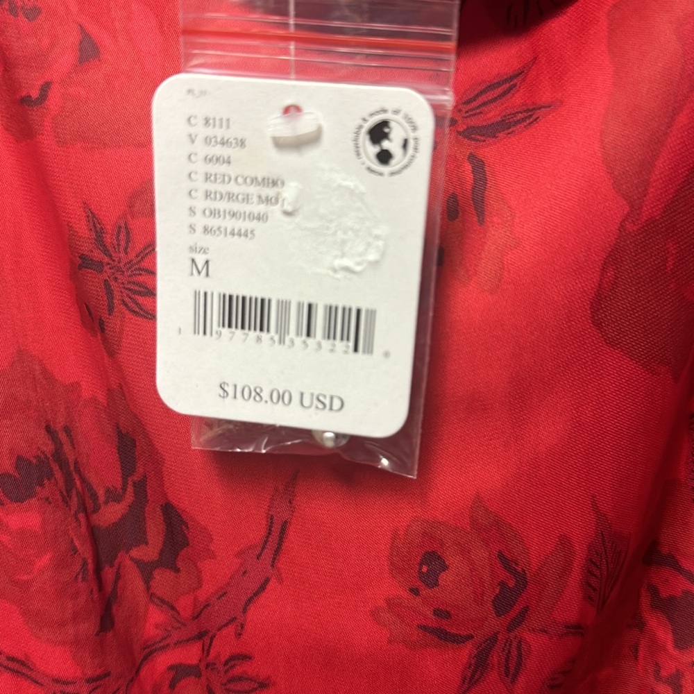 Free People These Nights Blouse in Red Combo NWT Size small - Picture 6 of 7